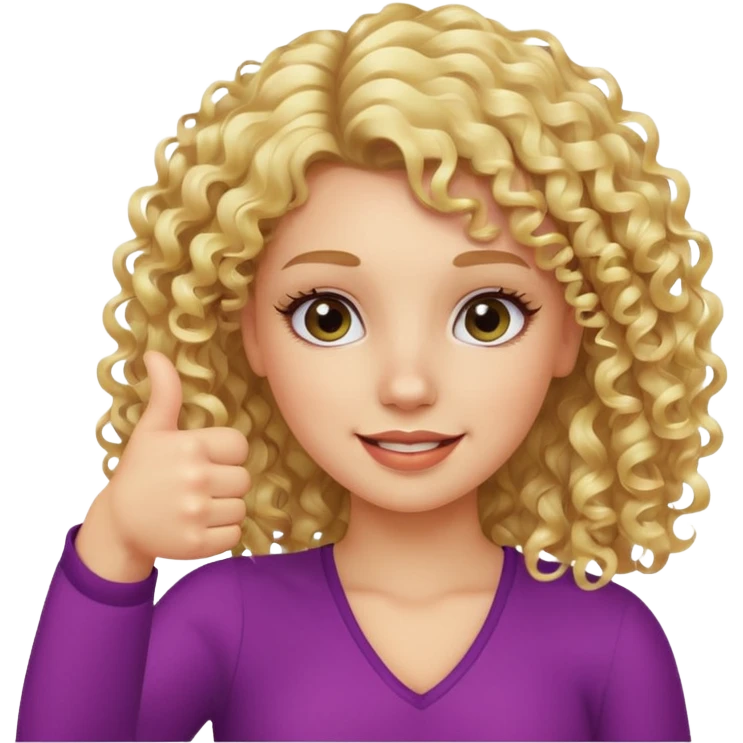 blond girl doing thumbs up sign sassy make it with curly hair and lashes emoji