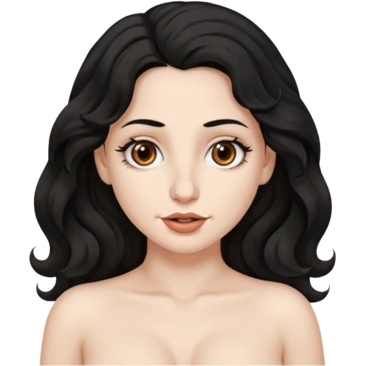 White skin Black wavy hair brown eyes big nose naked big boobs emoji
