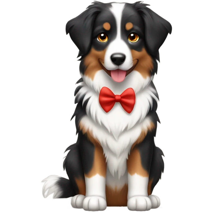 Australian sheperd With red bow  emoji