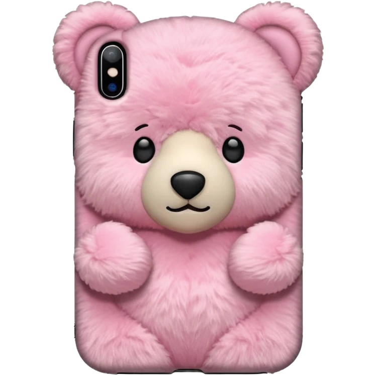 iphone in a pink teddy bear phone case emoji