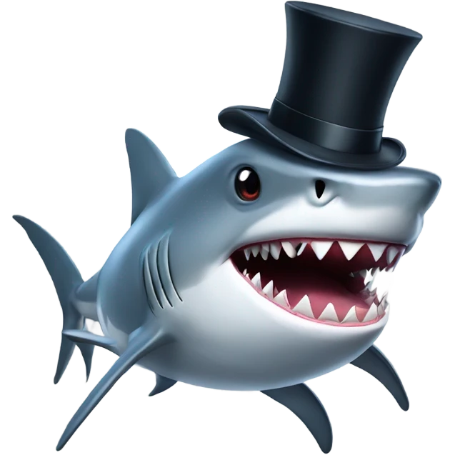 Shark with a top hat emoji