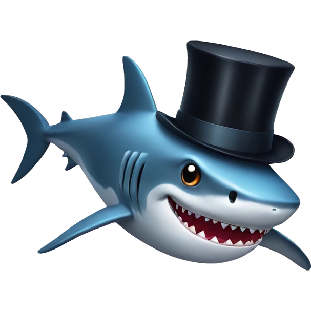 Shark with a top hat emoji
