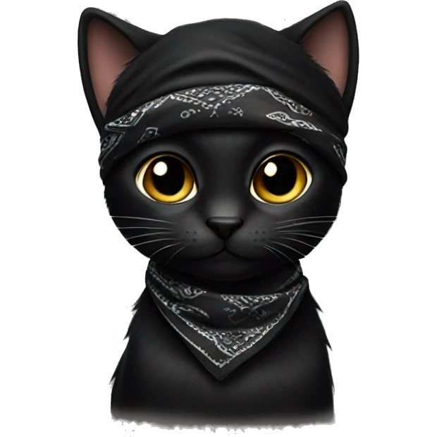 black cat with black bandana emoji
