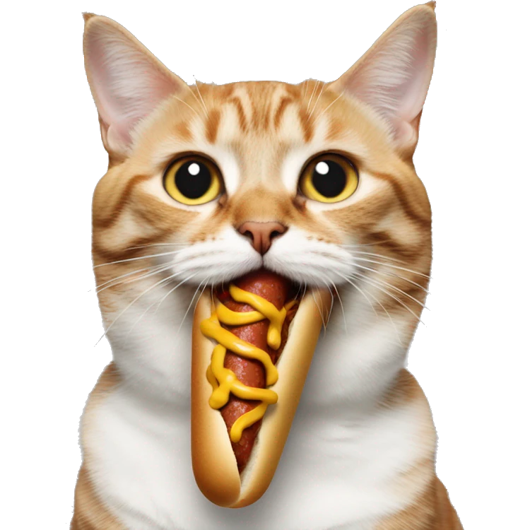 Cat eating a hotdog  emoji