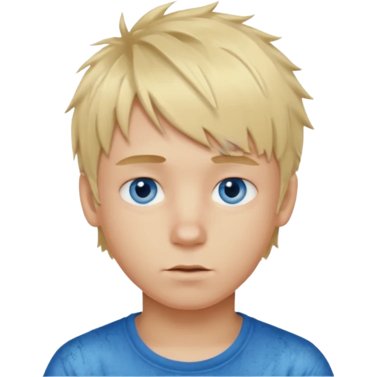 A blonde boy with blue eyes and a messy textured fringe hairstyle emoji