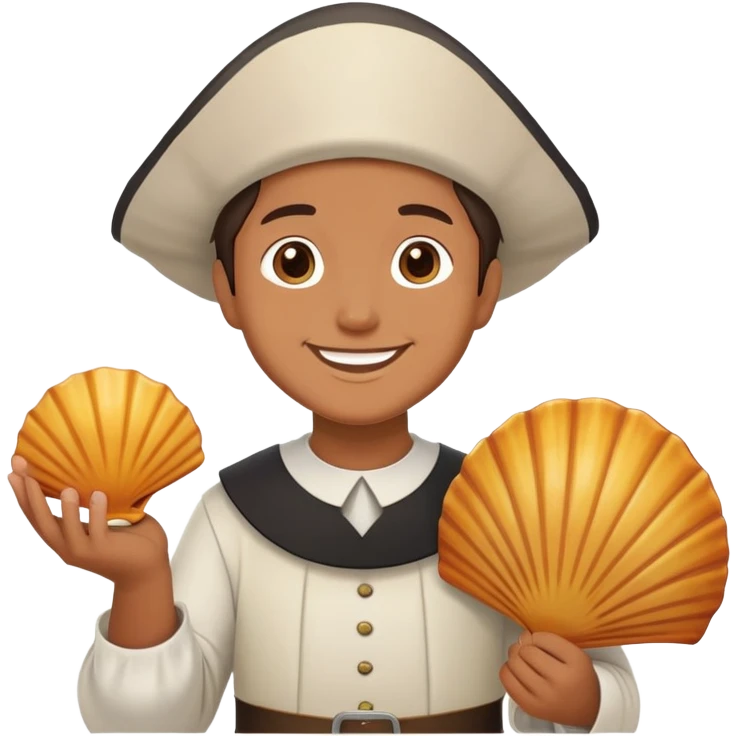 concha del Camino de Santiago con una peregrina emoji
