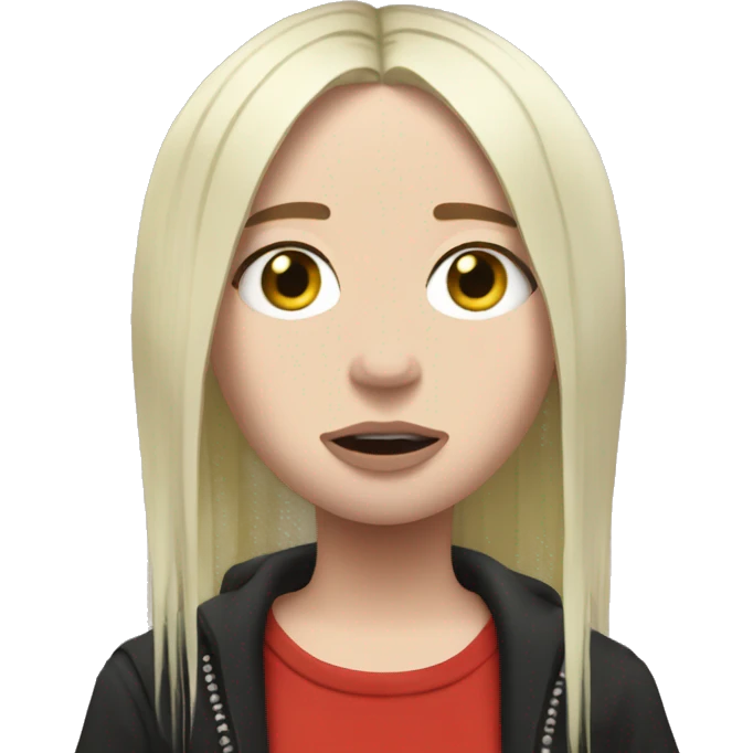 Billie Eilish whit red roost emoji