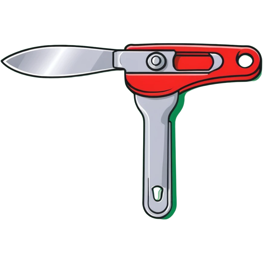 manual can opener with red plastic handle and silver metal cutting edge emoji