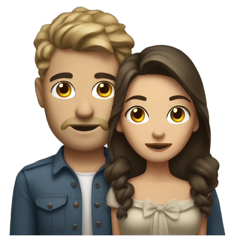 Brunette woman with bow in her hair holding handed with dirty blonde man emoji