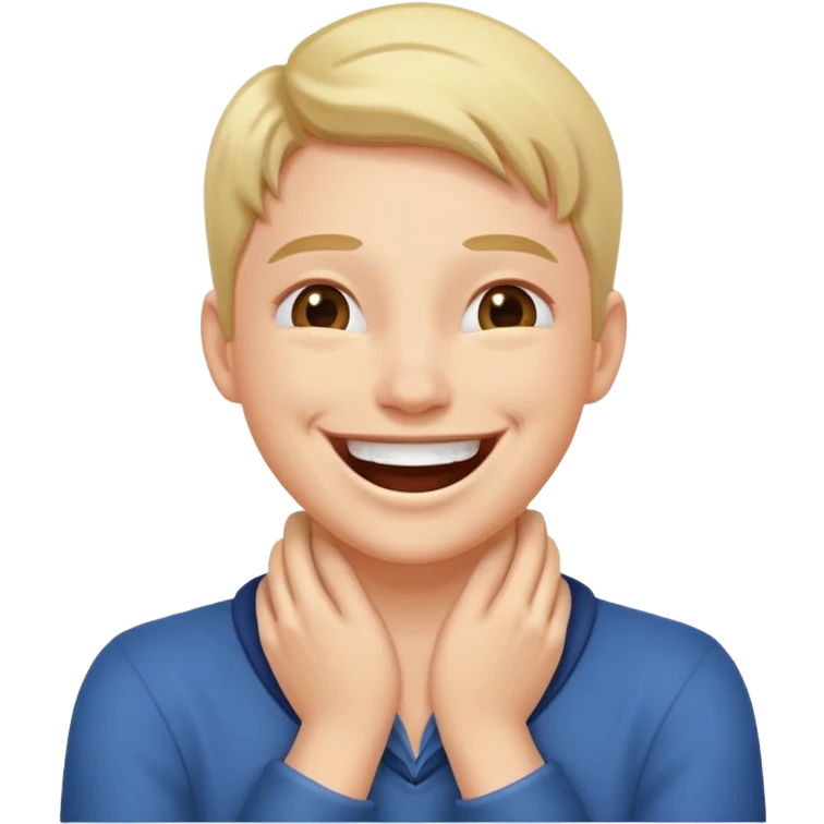 Person laughing with their hands around their neck emoji