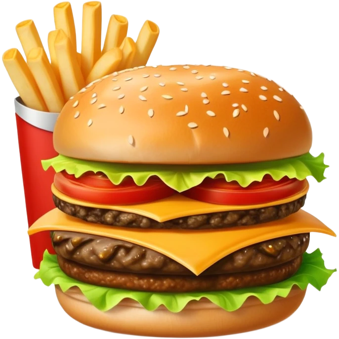 Hamburguesa triple con papas emoji