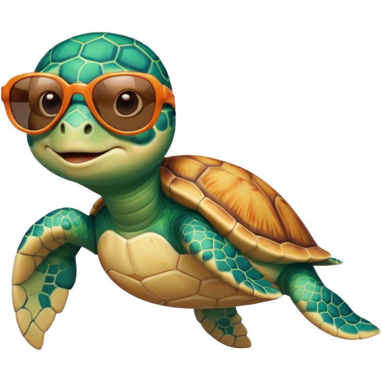 Wild SeaTurtle wearing  swimsuit and sun glasses emoji