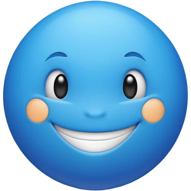Bouncing Blue ball with smile only emoji