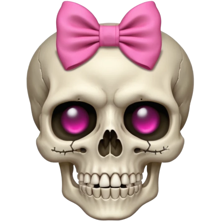 Skeleton head that is crazy with a pink bow on its forehead  emoji