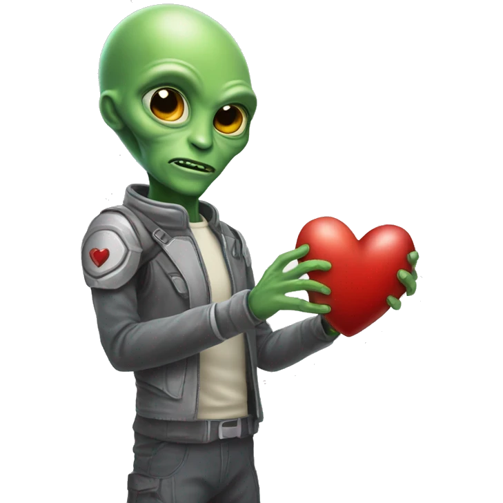 Alien con manos de corazón  emoji