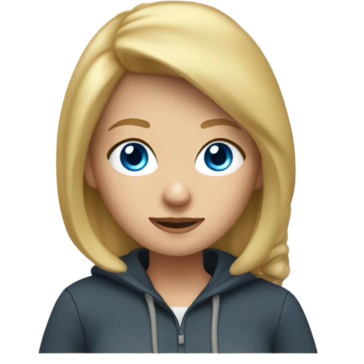 Female blond haired blue eyed teacher wearing a hoodie and sweatpants emoji