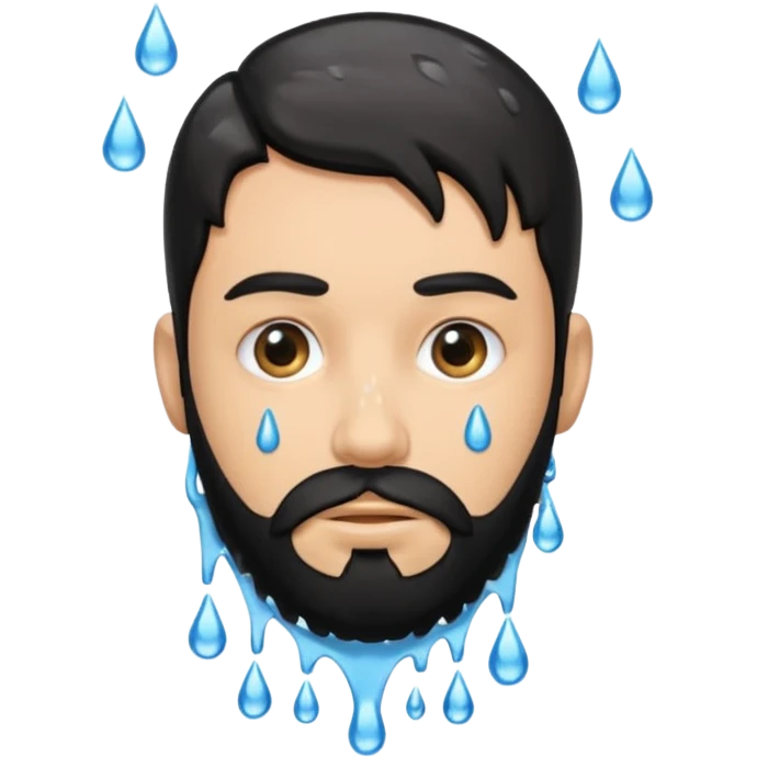 Man with black beard that is dripping wet emoji