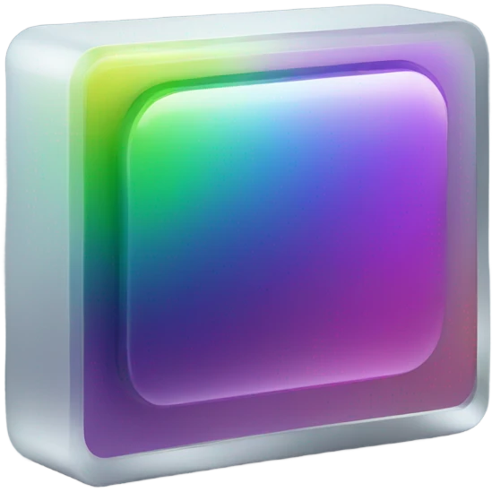 terminal prompt icon logo but with tempered glass and rainbow reflects emoji