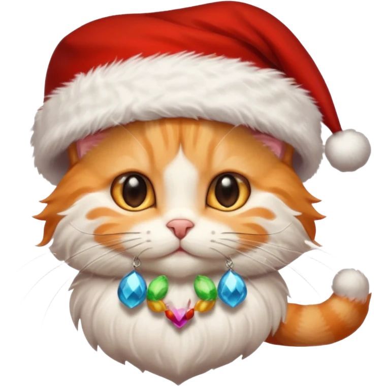 Light orange tabby kitty in a Santa hat emoji