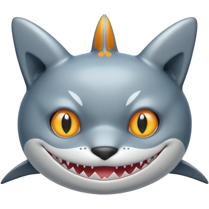 side view of shark body with a cat face emoji