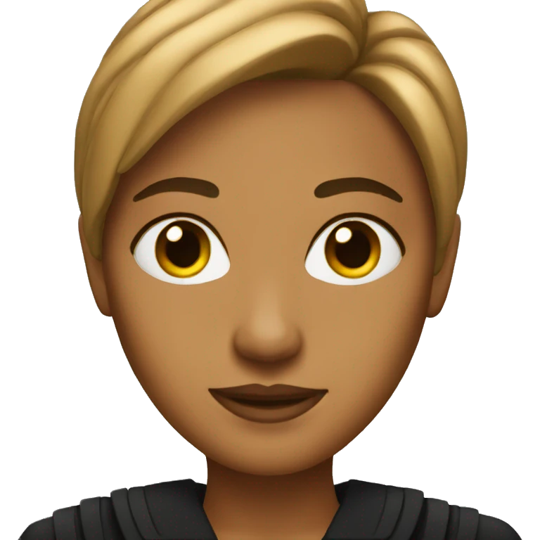 Tan woman with straight hair in judge outfit emoji