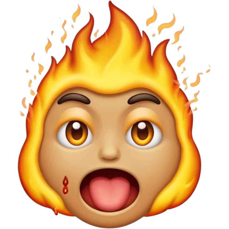 i want emoji face not with burning hair but with burning eyes and also the emoji should look like it is vomiting emoji