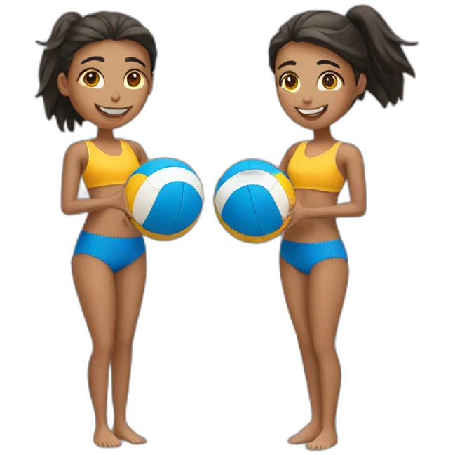 2 girls playing beach volley close body view emoji
