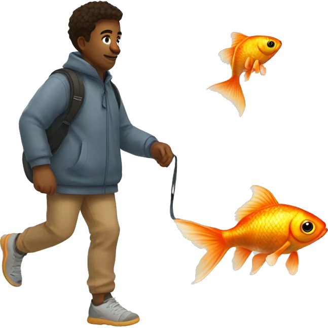 Taking my pet goldfish for a walk emoji