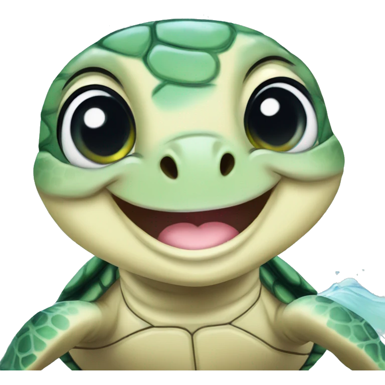 Baby sea turtle watercolor smiling emoji