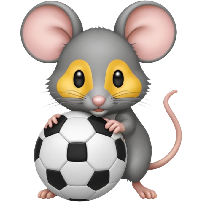 Mouse picking up soccer emoji