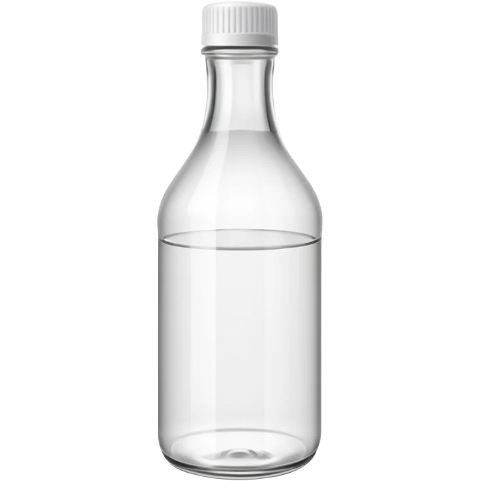 clear white vinegar bottle upright smooth curved transparent colorless reflective liquid plain white or light cap no label no branding no extras soft lighting emoji scale emoji