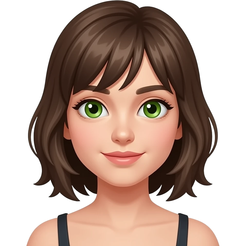 okey let's change gender make a girl a bit cutter make hair longer like shoulder length and green eyes emoji