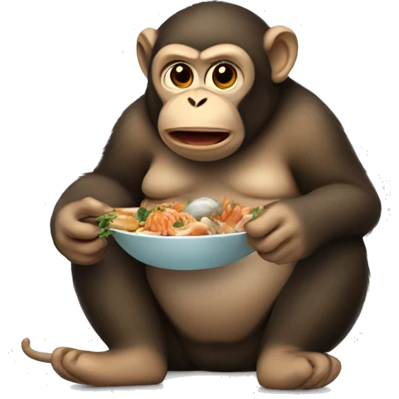 Fat monkey eating seafood emoji