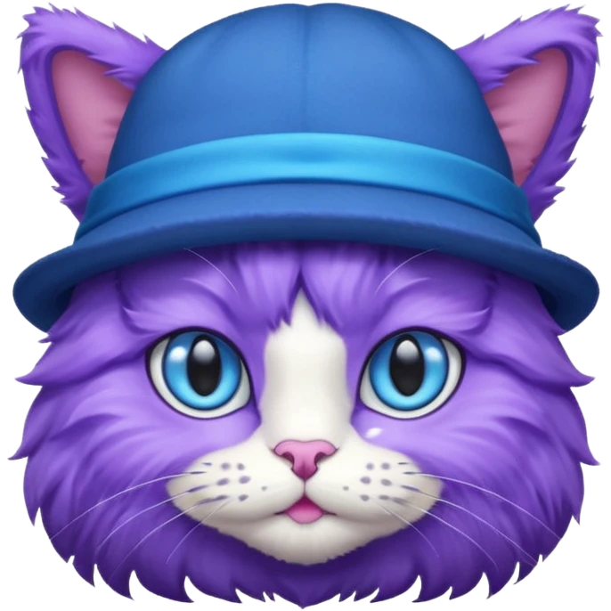 purple cat with hat
 emoji