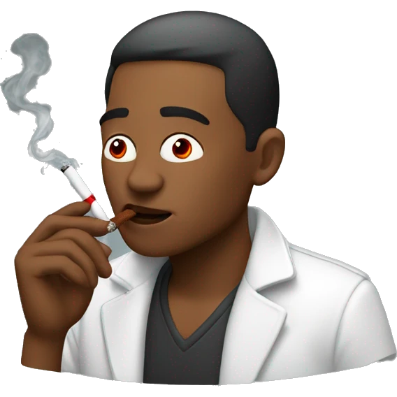 guy smoking with red eys emoji