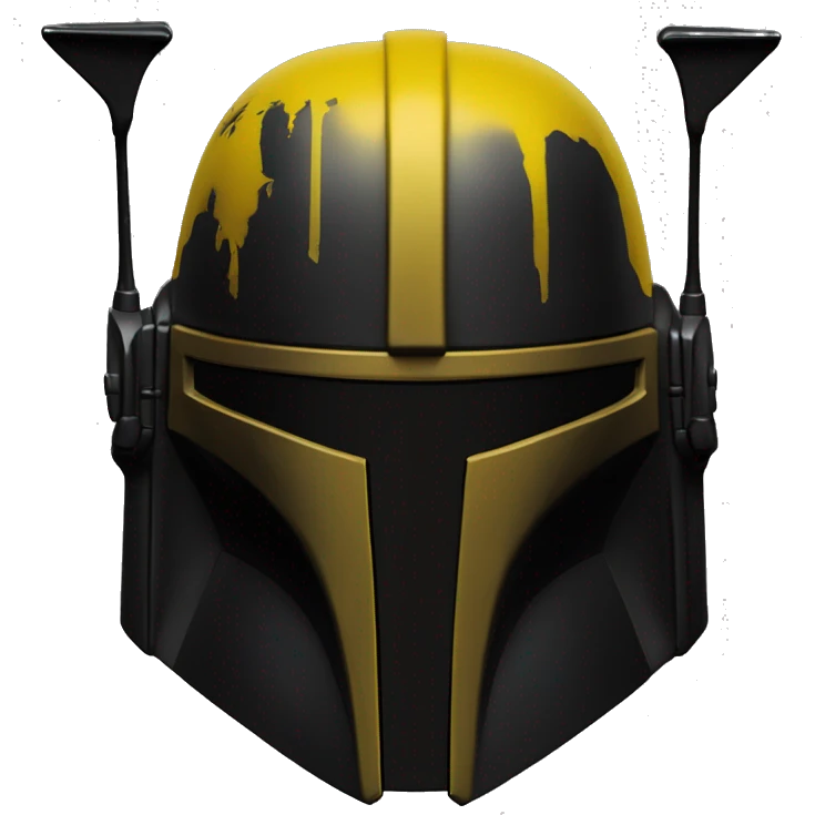 Gloss black and yellow mandalorian helmet with one antenna emoji