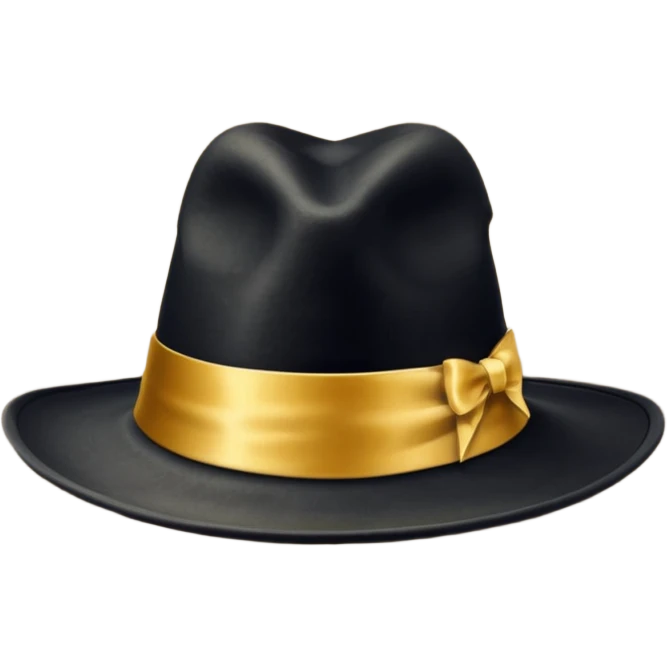 black magic hat with gold ribbon emoji