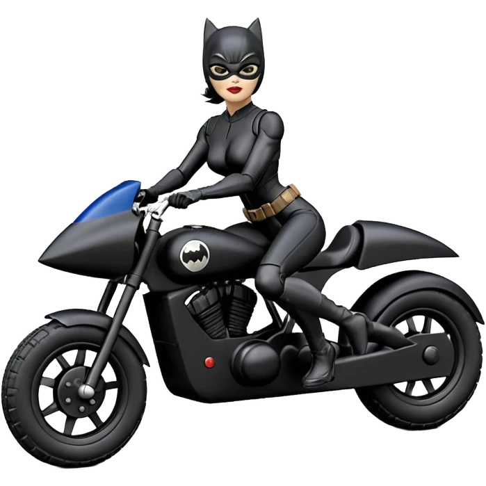 1:24 scale toy sexy fenders on Catwoman’s buxom attractive armored midnight-colored tight outfit from tv series style dark knight movie stealthy accurate sporty safe deluxe off-road fast pursuit prototype concept car (black hair, sitting driving aggressively) rally vehicle  emoji
