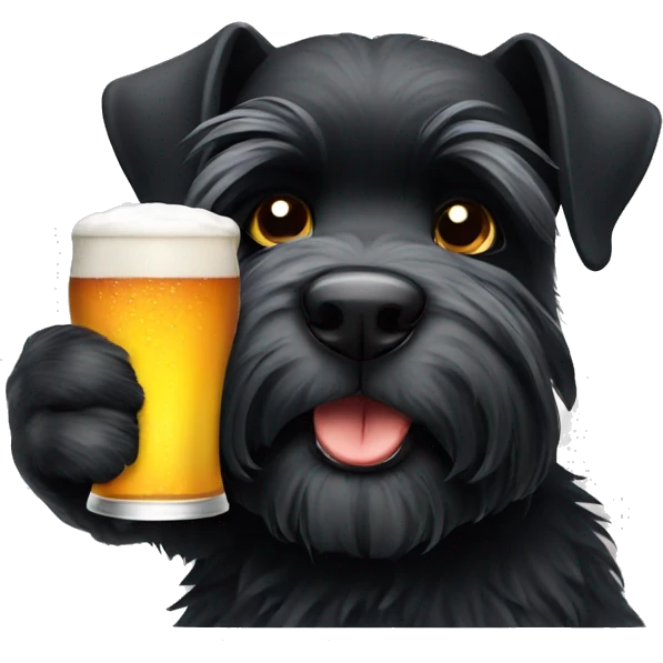 Black schnauzer drinking a cold beer emoji