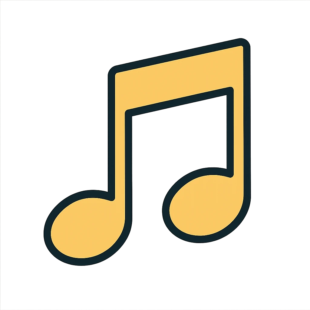 music icon in gold and black, outlined style emoji