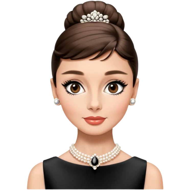 Audrey Hepburn portrait with classic updo hairstyle and elegant look emoji