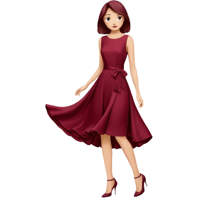 burgundury dress whitout the woman, just the dress. make it knee lenght emoji