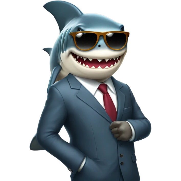 shark wearing sunglases and a suit emoji
