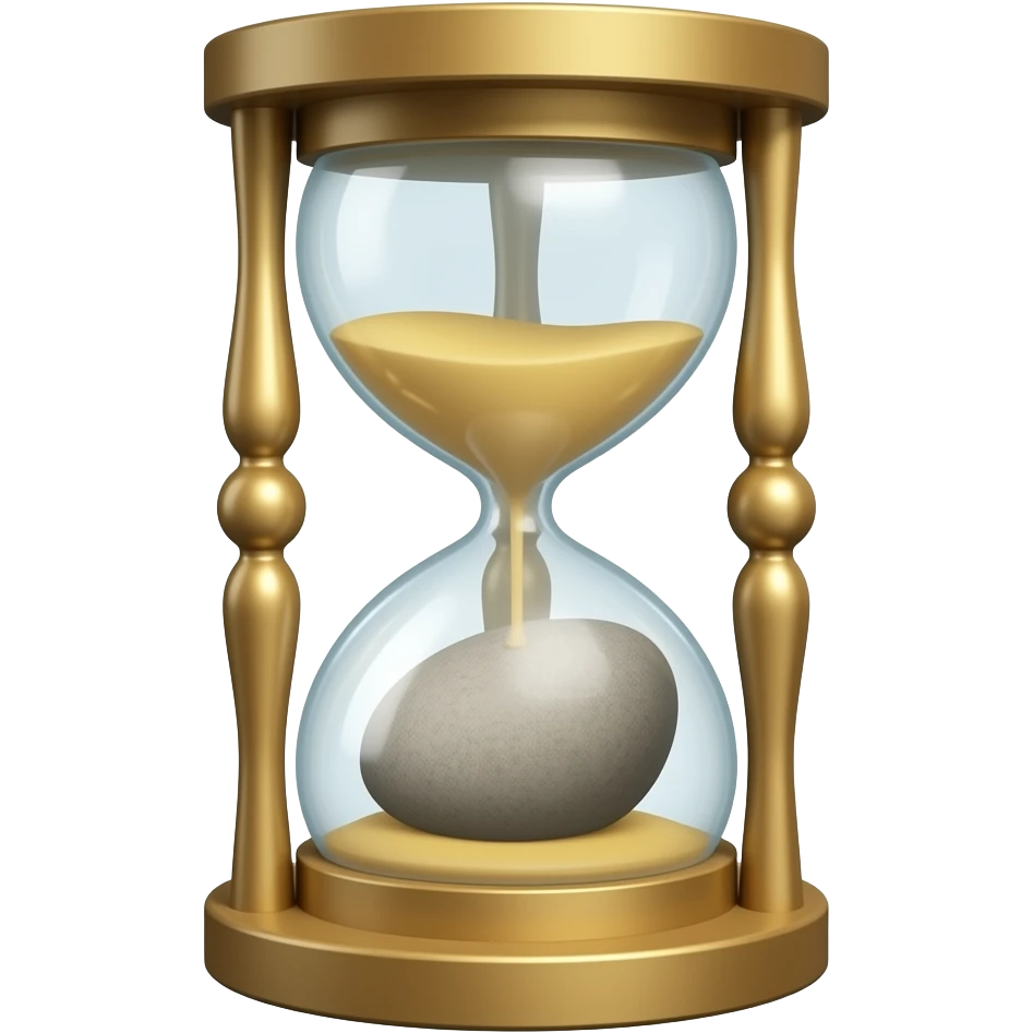 An hourglass with a single large stone inside emoji