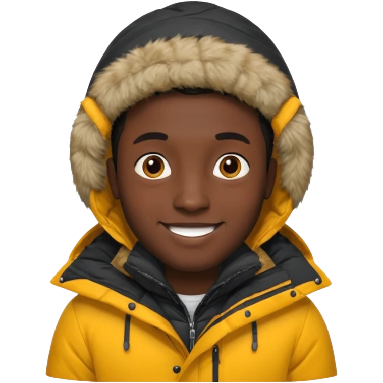 man in parka, black face. emoji