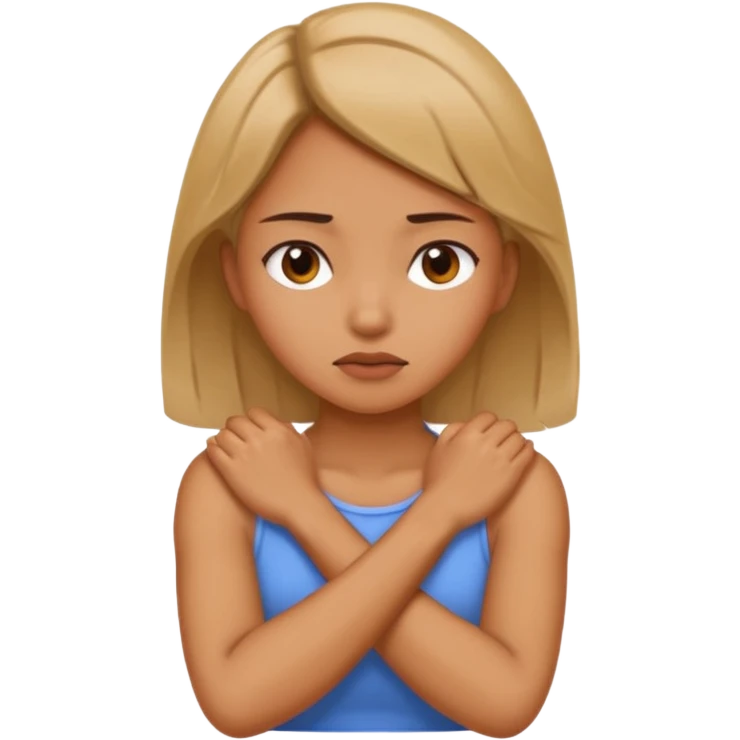 girl holding neck mad with arms crossed emoji