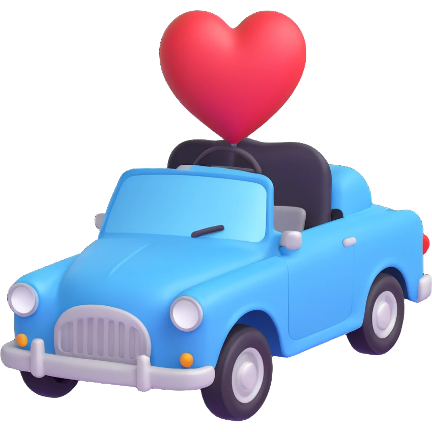 a car with a heart emoji