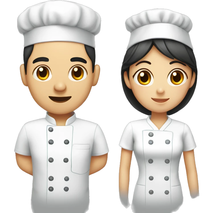 Asian couple: a male chef and a female scrub nurse emoji