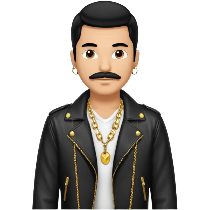 long black haired man with mustache with night club outfits emoji