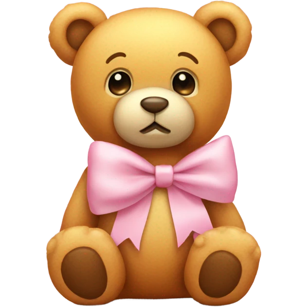 honey colored teddy bear with pastel pink bow emoji